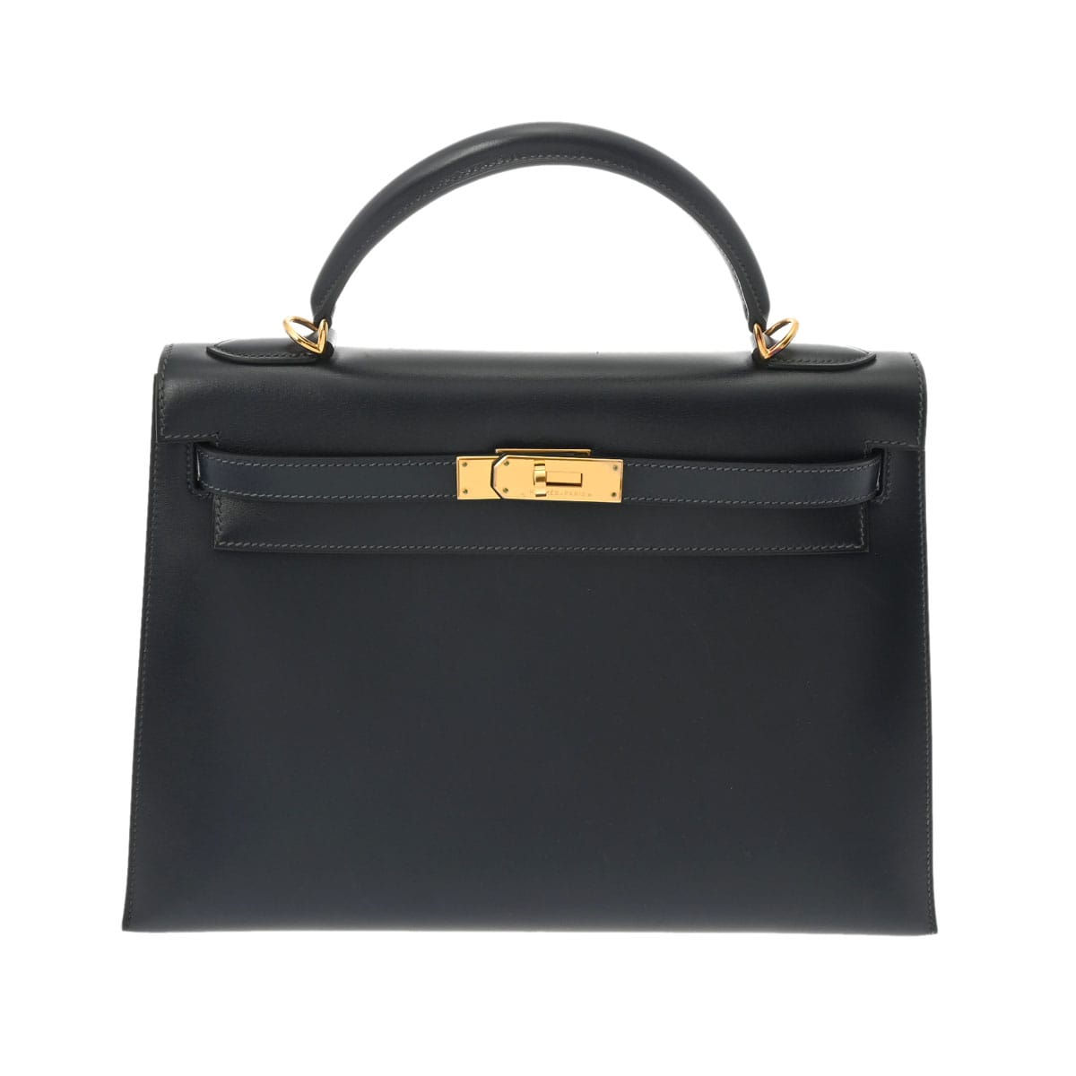 エルメス ケリー 32 外縫い 2WAY ブルーインディゴ/ゴールド金具 ボックスカーフ レディース バッグ 【中古】【bag】