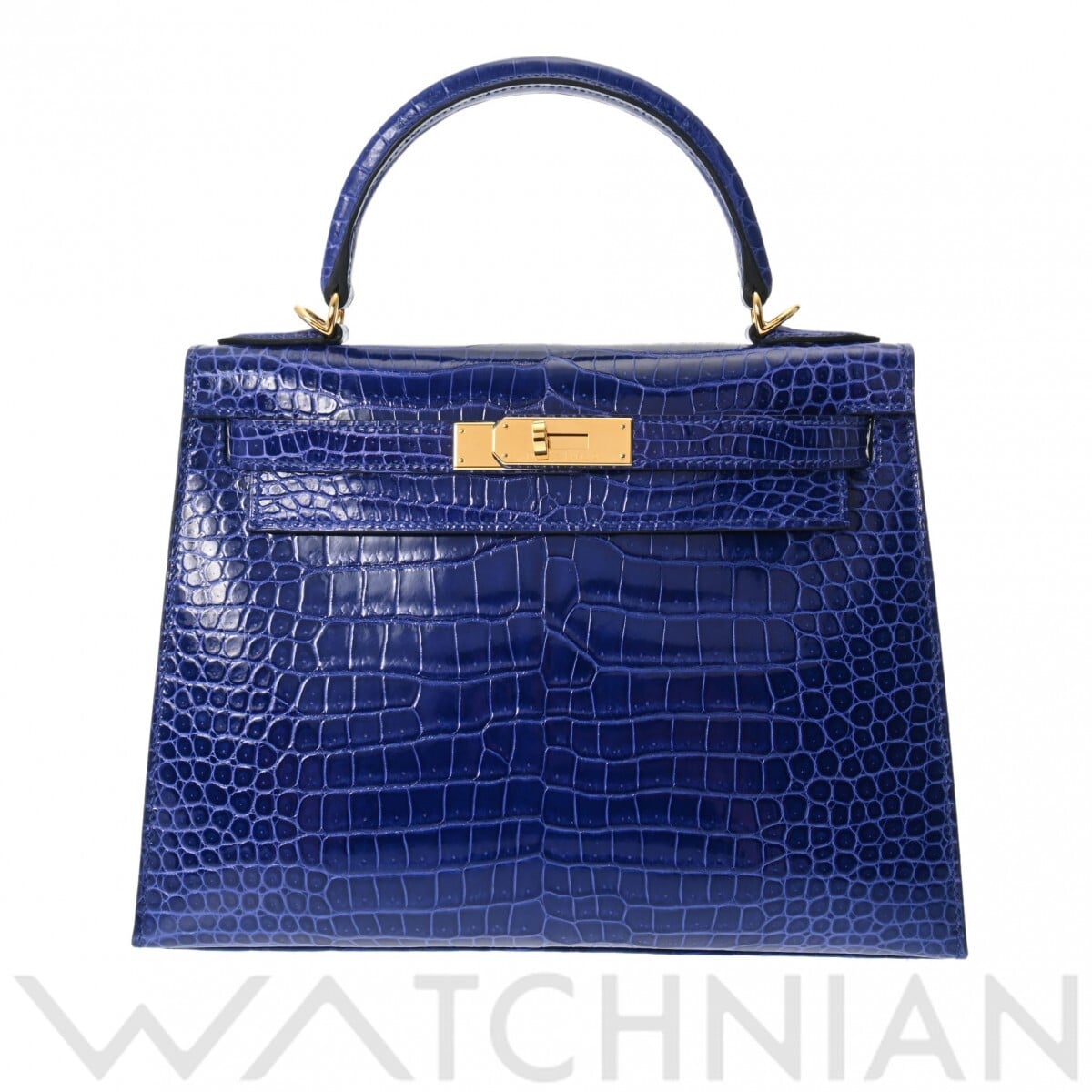 エルメス ケリー 28 外縫い ブルーエレクトリック ポロサスリセ レディース バッグ 【中古】【bag】