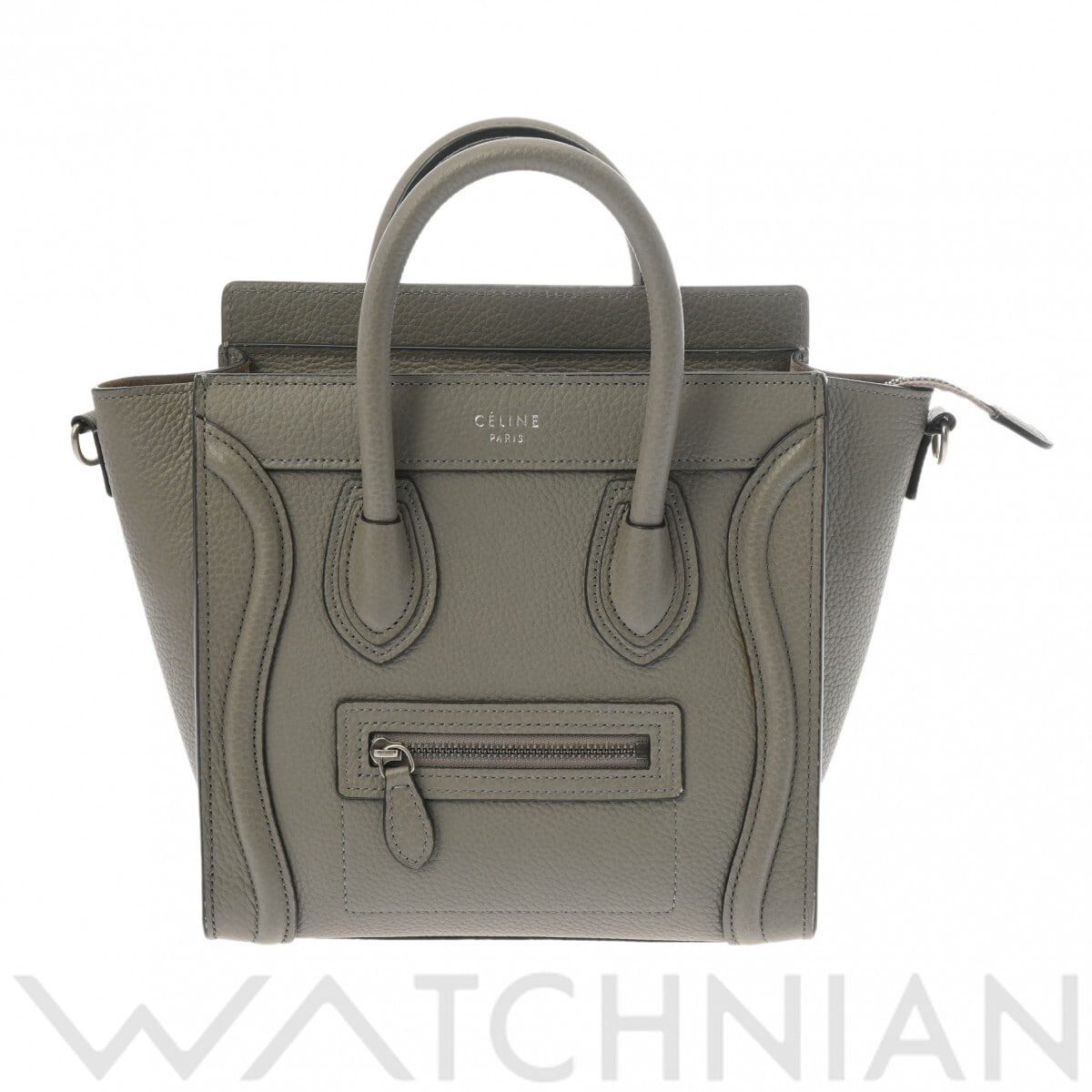 セリーヌ ラゲージ ナノ グレー/シルバー金具 168243 ドラムドカーフ レディース バッグ 【中古】【bag】