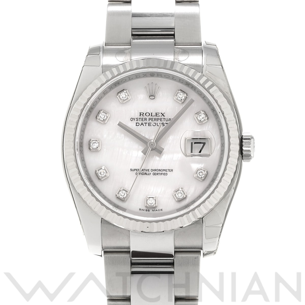 ロレックス デイトジャスト 116234NG ピンクシェル/ダイヤモンド メンズ 時計 【中古】【wristwatch】