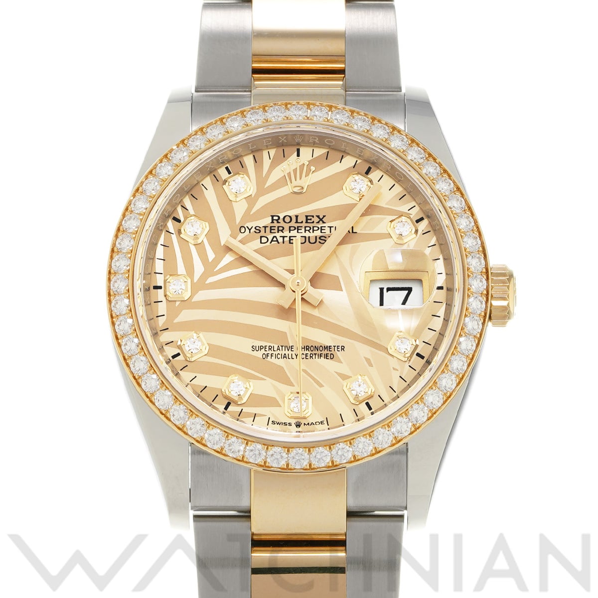 ロレックス デイトジャスト 36 126283RBR ゴールデン フルーテッドモチーフ/ダイヤモンド メンズ 時計 【中古】【wristwatch】