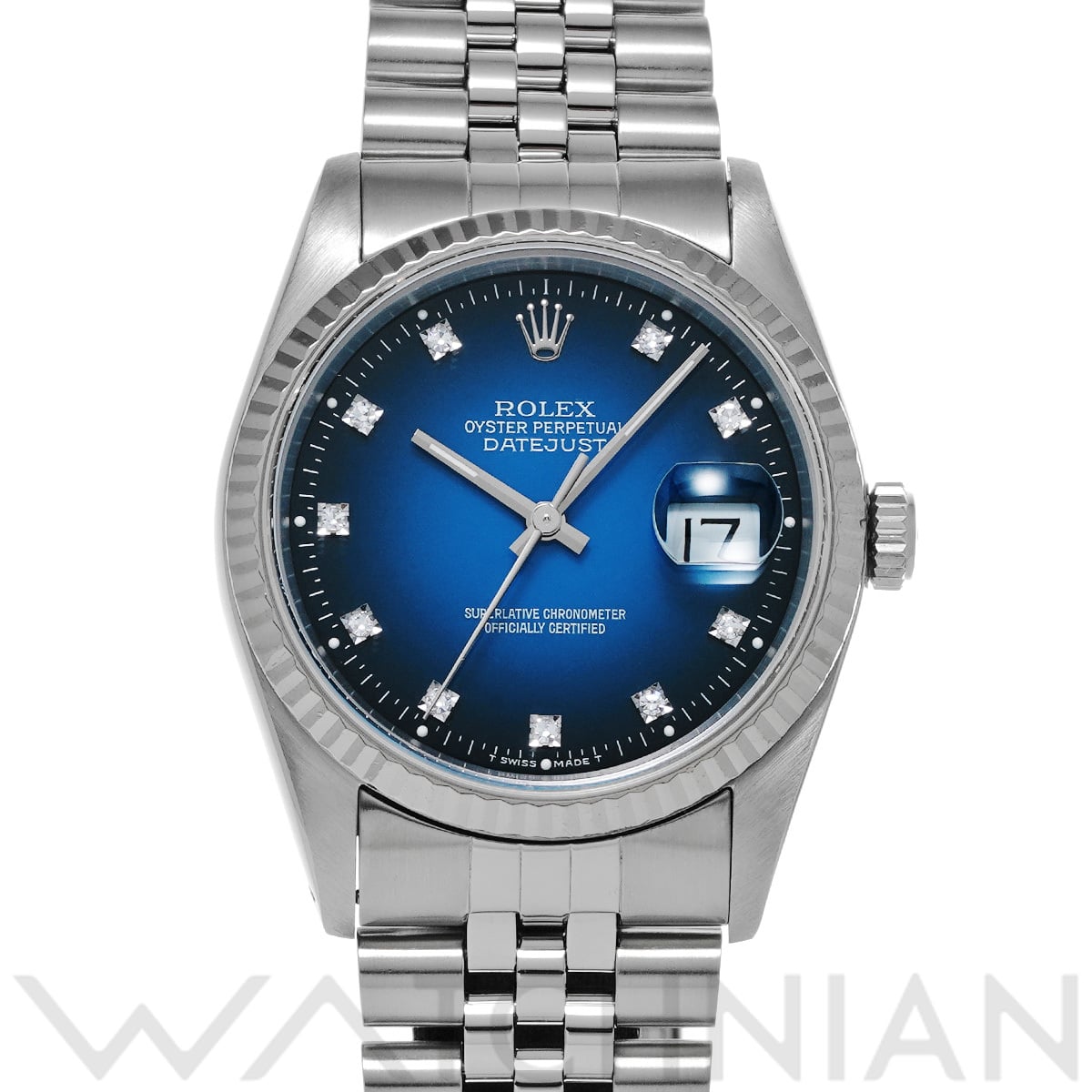 ロレックス デイトジャスト 16234G ブルー・グラデーション/ダイヤモンド メンズ 時計 【中古】【wristwatch】