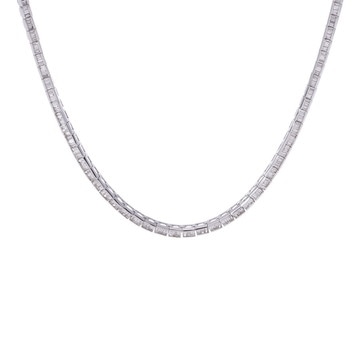 ノーブランド バケットダイヤ ネックレス シルバー K18ホワイトゴールド WG レディース ジュエリー 【中古】【jewelry】