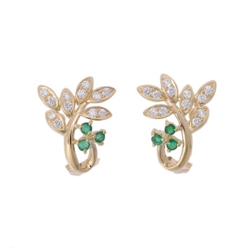 クイーン リーフモチーフ イヤリング ゴールド K18イエローゴールド YG レディース ジュエリー 【中古】【jewelry】