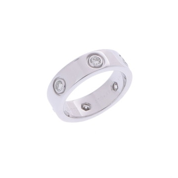 カルティエ ラブリング #49 フルダイヤ シルバー K18ホワイトゴールド WG レディース ジュエリー 【中古】【jewelry】