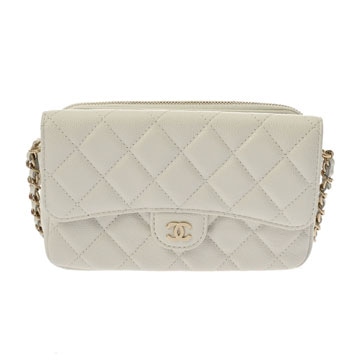 シャネル マトラッセ フラップ フォーンケース ホワイト AP2096 ソフトグレインドカーフスキン レディース バッグ 【中古】【bag】