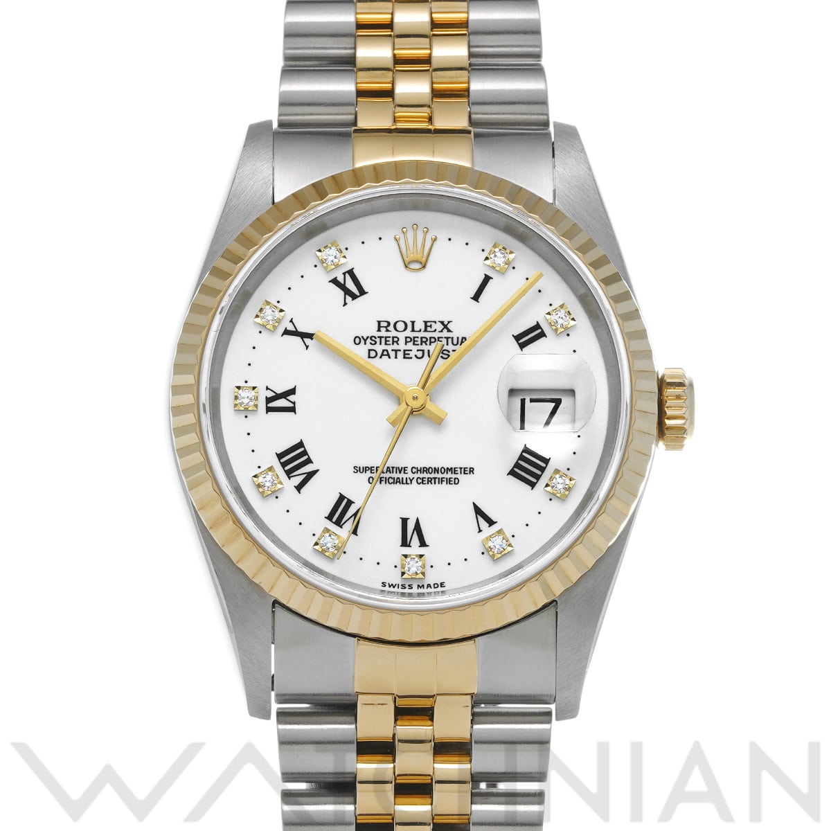 ロレックス デイトジャスト 16233G ホワイト/ダイヤモンド メンズ 時計 【中古】【wristwatch】