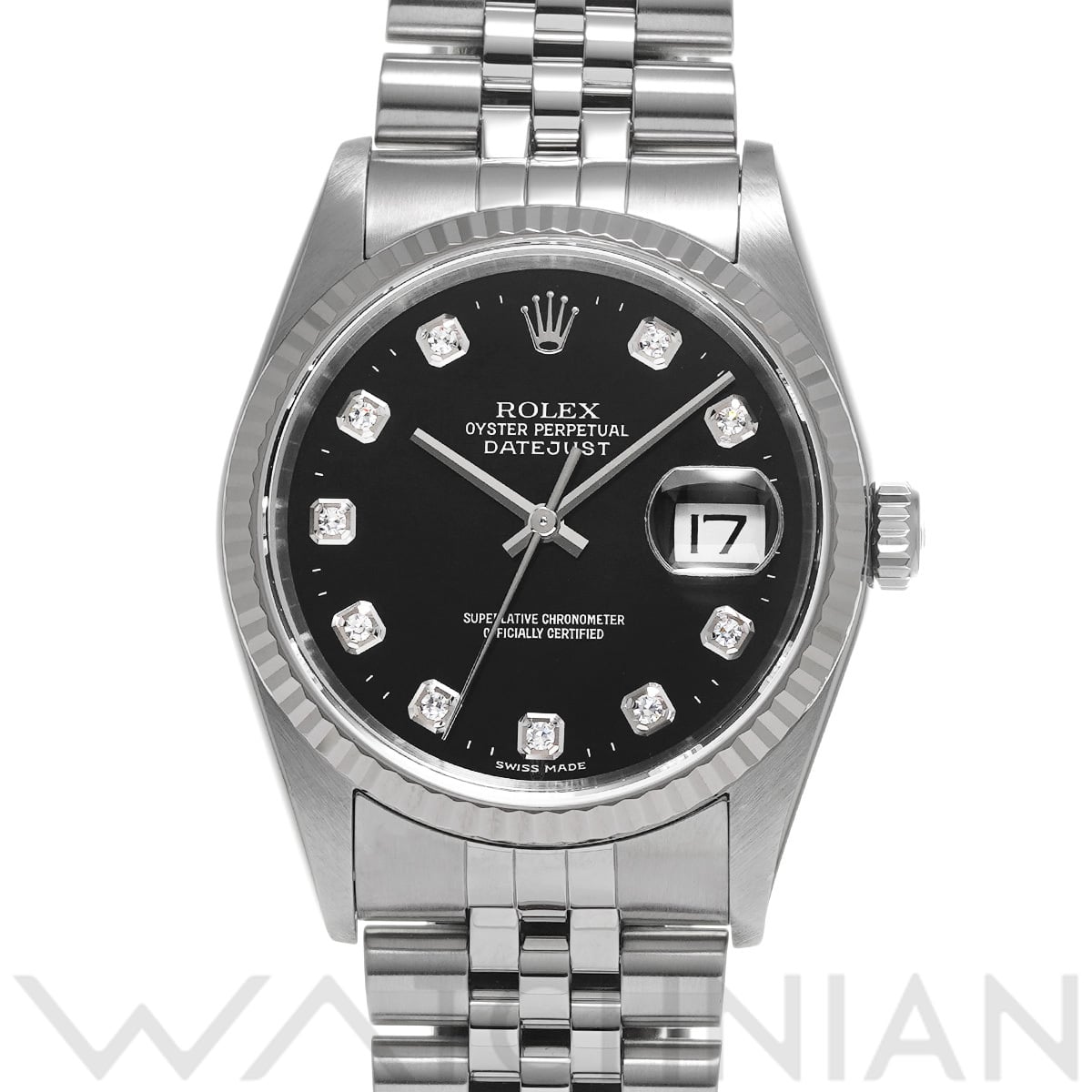 ロレックス デイトジャスト 16234G ブラック/ダイヤモンド メンズ 時計 【中古】【wristwatch】