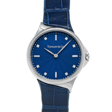 ティファニー メトロ 2ハンド 60874778 ブルー/ダイヤモンド レディース 時計 【中古】【wristwatch】