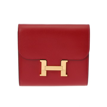 エルメス コンスタンス コンパクト ルージュカザック ヴォーエプソン レディース 財布 【中古】【purse】