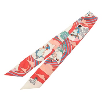 エルメス ツイリー CARRES VOLANTS グレナディン/ブラン 063849S シルク100％ レディース 【未使用】【other】
