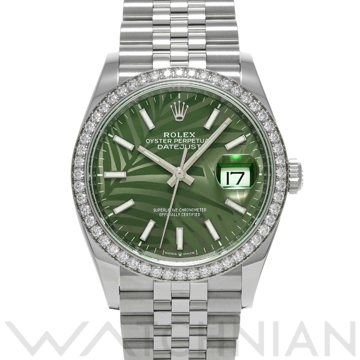 ロレックス デイトジャスト 36 126284RBR オリーブグリーン パームモチーフ メンズ 時計 【中古】【wristwatch】