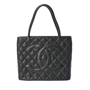 シャネル 復刻トート ブラック A01804 キャビアスキン レディース バッグ 【中古】【bag】