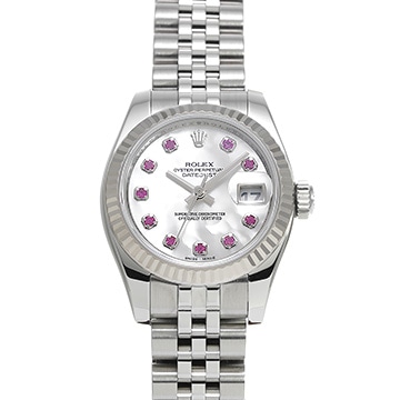 ロレックス デイトジャスト  179174NGR ホワイトシェル/ルビー レディース 時計 【中古】【wristwatch】
