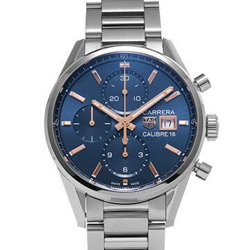 タグ ホイヤー カレラ キャリバー16 クロノグラフ CBK2115.BA0715 ブルー メンズ 時計 【中古】【wristwatch】