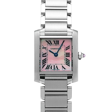 カルティエ タンク フランセーズ SM W51028Q3 ピンクシェル レディース 時計 【中古】【wristwatch】