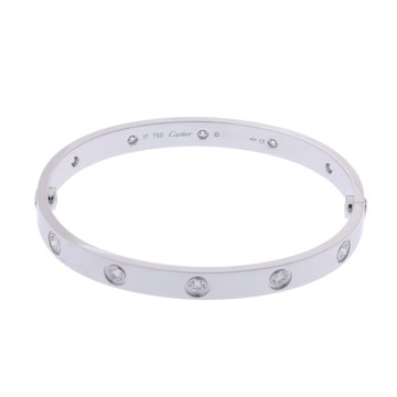 カルティエ ラブブレスレット #17 フルダイヤ シルバー K18ホワイトゴールド WG レディース ジュエリー 【中古】【jewelry】
