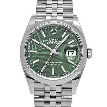 ロレックス デイトジャスト 36 126200 オリーブグリーン パームモチーフ メンズ 時計 【中古】【wristwatch】