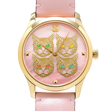 グッチ Gタイムレス キャット YA1264132 ピンクシェル レディース 時計 【中古】【wristwatch】