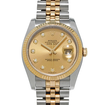 ロレックス デイトジャスト 116233G シャンパン/ダイヤモンド メンズ 時計 【中古】【wristwatch】