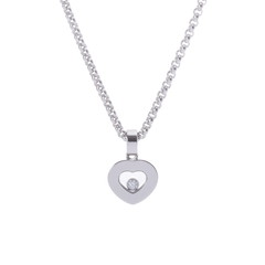 ショパール ハッピーダイヤモンド ハート ネックレス シルバー K18ホワイトゴールド WG レディース ジュエリー 【中古】【jewelry】