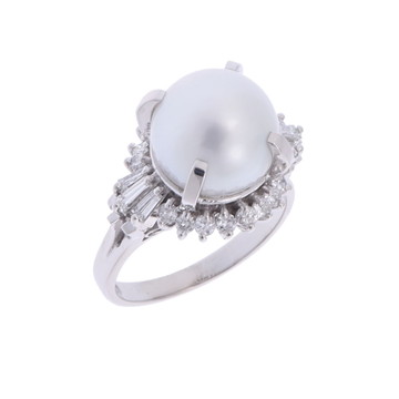 ノーブランド パールリング シルバー Pt900プラチナ レディース ジュエリー 【中古】【jewelry】