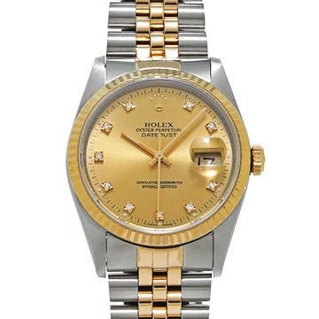 ロレックス デイトジャスト 16233G シャンパン/ダイヤモンド メンズ 時計 【中古】【wristwatch】