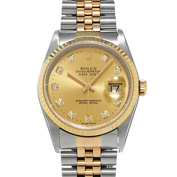 ロレックス デイトジャスト 16233G シャンパン/ダイヤモンド メンズ 時計 【中古】【wristwatch】