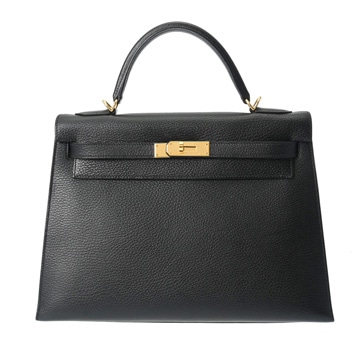 エルメス ケリー 32 外縫い 2WAY ブラック/ゴールド金具 アルデンヌ レディース バッグ 【中古】【bag】