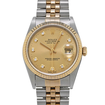 ロレックス デイトジャスト 16233G シャンパン/ダイヤモンド メンズ 時計 【中古】【wristwatch】