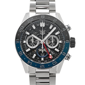 タグ ホイヤー カレラ キャリバーホイヤー02 クロノグラフ GMT CBG2A1Z.FT6157 ブラック メンズ 時計 【中古】【wristwatch】