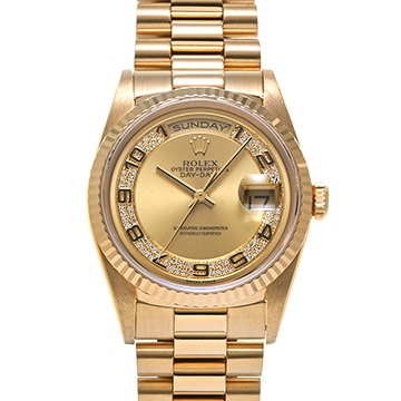 ロレックス デイデイト 36 18238MR イエローゴールド/ミリヤードダイヤモンド メンズ 時計 【中古】【wristwatch】