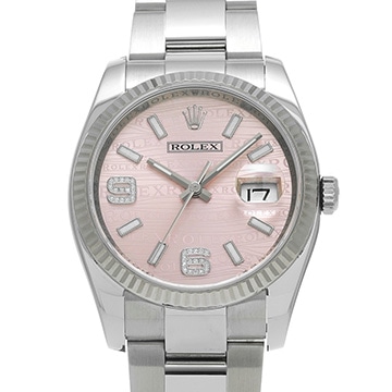 ロレックス デイトジャスト 116234 ピンクウェーブ/ダイヤモンド メンズ 時計 【中古】【wristwatch】