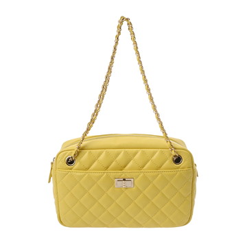 シャネル 2.55 チェーンショルダー イエロー ラムスキン レディース バッグ 【中古】【bag】