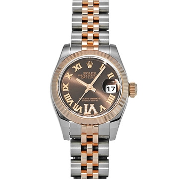 ロレックス デイトジャスト 179171 チョコレートブラウン/ダイヤモンド レディース 時計 【中古】【wristwatch】