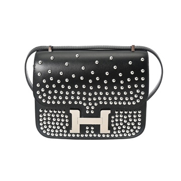 エルメス コンスタンス ミニ18 ミロワール クルーテ ブラック ボックスカーフ レディース バッグ 【未使用】【bag】