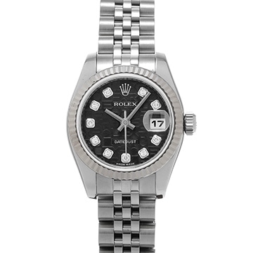 ロレックス デイトジャスト 179174G ブラックコンピュータ/ダイヤモンド レディース 時計 【中古】【wristwatch】