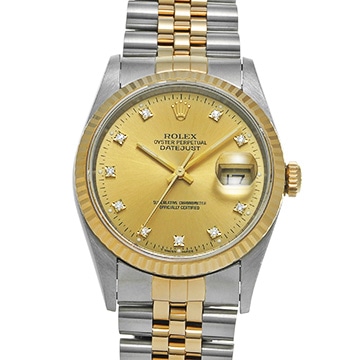 ロレックス デイトジャスト 16233G シャンパン/ダイヤモンド メンズ 時計 【中古】【wristwatch】