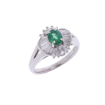 ノーブランド ジュエリーマキ エメラルド リング シルバー Pt900プラチナ レディース ジュエリー 【中古】【jewelry】