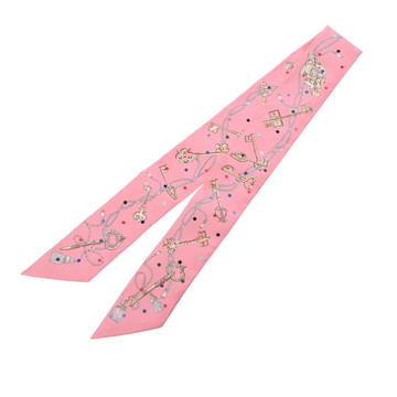 エルメス ツイリー LES CLES A POIS ローズ/ベージュ/マルチカラー 063871S シルク100％ レディース 【未使用】【other】