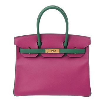 エルメス バーキン 25 SPオーダー ローズショッキング/ヴェールジェイド ヴォーエプソン レディース バッグ 【中古】【bag】