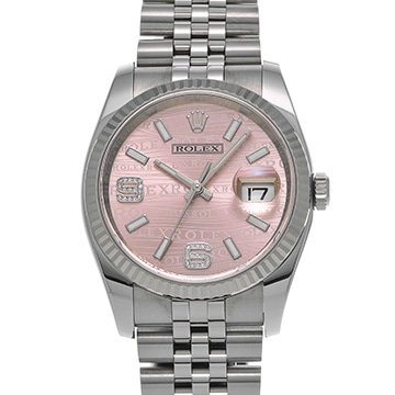 ロレックス デイトジャスト 116234 ピンクウェーブ/ダイヤモンド メンズ 時計 【中古】【wristwatch】