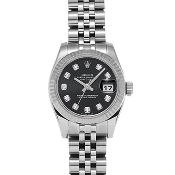 ロレックス デイトジャスト 179174G ブラック/ダイヤモンド レディース 時計 【中古】【wristwatch】
