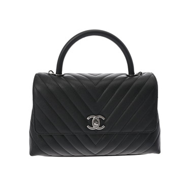 シャネル マトラッセ ココハンドルS Vステッチ ブラック A92991 キャビアスキン レディース バッグ 【中古】【bag】