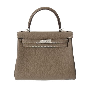 エルメス ケリー 25 内縫い 2WAY エトゥープ/パラジウム金具 トゴ レディース バッグ 【未使用】【bag】