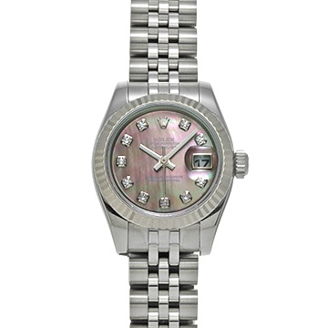 ロレックス デイトジャスト  179174NG ブラックシェル/ダイヤモンド レディース 時計 【中古】【wristwatch】