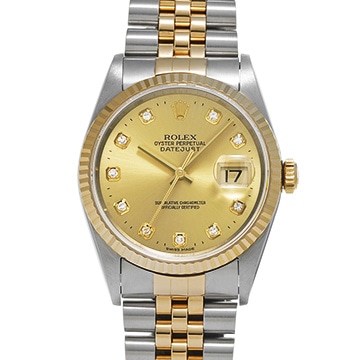 ロレックス デイトジャスト 16233G シャンパン/ダイヤモンド メンズ 時計 【中古】【wristwatch】