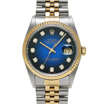 ロレックス デイトジャスト 16233G ブルー・グラデーション/ダイヤモンド メンズ 時計 【中古】【wristwatch】