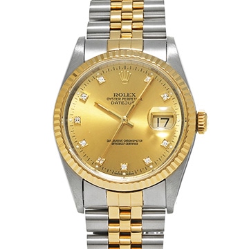 ロレックス デイトジャスト 16233G シャンパン/ダイヤモンド メンズ 時計 【中古】【wristwatch】