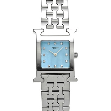 エルメス Hウォッチ HH1.210 ブルーシェル/ダイヤモンド レディース 時計 【中古】【wristwatch】